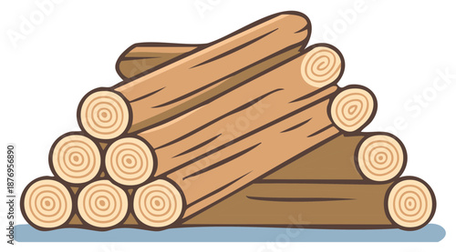 Stack of firewood logs illustration showing timber ready for fireplace heating or campfire cooking