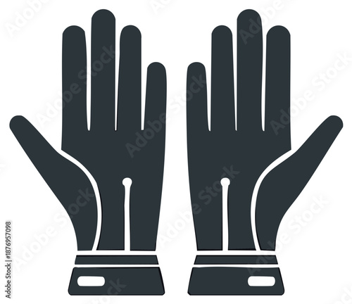 Simple flat icon of a pair of dark gray formal or driving gloves vector graphic
