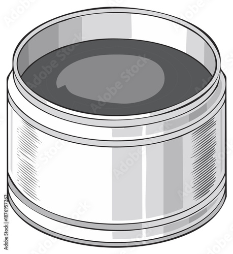 Wallpaper Mural Simple illustration of an open tin can with gray contents and textured sides Torontodigital.ca