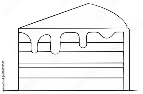 Wallpaper Mural Black and white illustration of a slice of cake with icing. Torontodigital.ca