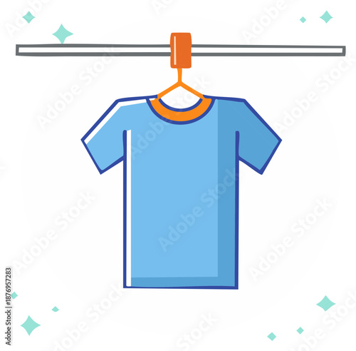 Wallpaper Mural Clean blue T-shirt hanging on a hanger on a rack with sparkling icons Torontodigital.ca