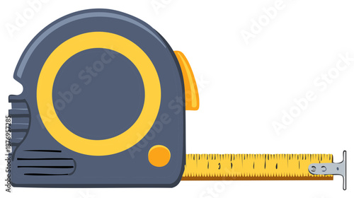Retractable tape measure tool for construction and home improvement vector illustration