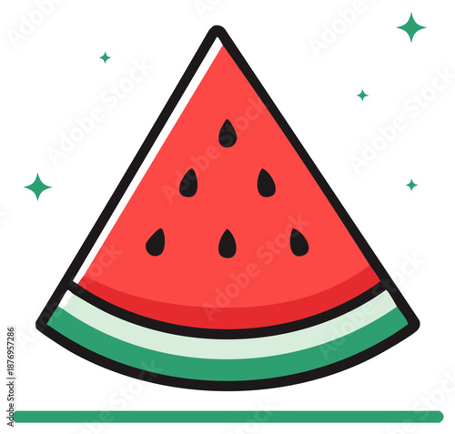 Wallpaper Mural Sparkling slice of fresh red watermelon cartoon vector icon Torontodigital.ca