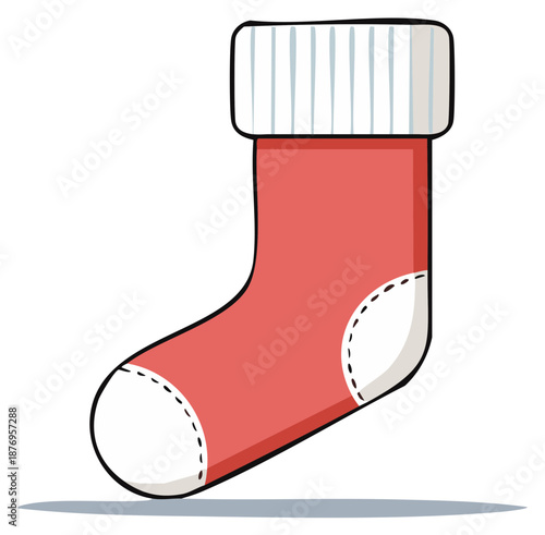 Wallpaper Mural Cartoon Christmas stocking, red, white, holiday decoration, presents container, vector art illustration, single, cozy Torontodigital.ca