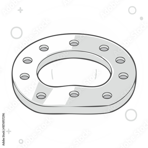 Gray Metal Flange with Circular Bolt Holes for Industrial Pipe Connections