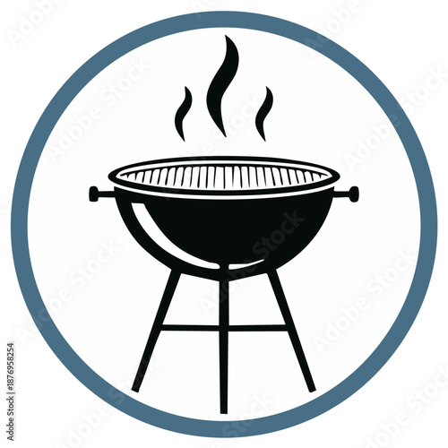 Smoking Charcoal Barbecue Grill Icon for Summer Cookout and Picnic