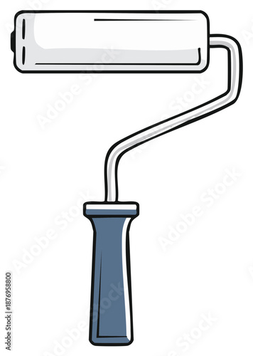 Classic paint roller illustration for home renovation and DIY projects hand drawn style