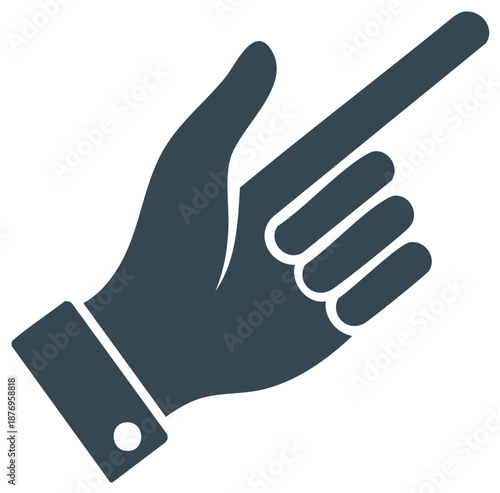 Simple flat vector icon of a hand pointing with an extended index finger for direction, selection, or indication