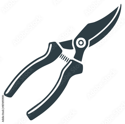 Dark Grey Pruning Shears Garden Tool Icon Graphic Silhouette for Horticulture and Gardening
