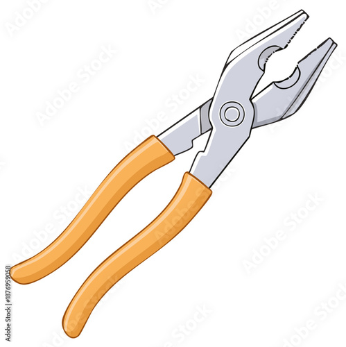 Cartoon Pliers Hand Tool Vector Illustration for Repair and Construction Work