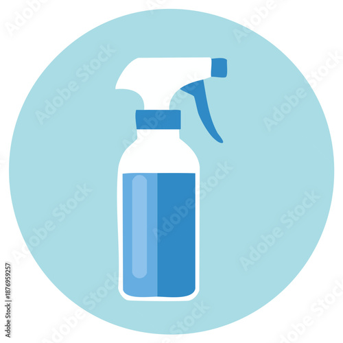 Cleaning Spray Bottle with Disinfectant Liquid Flat Design Vector Icon