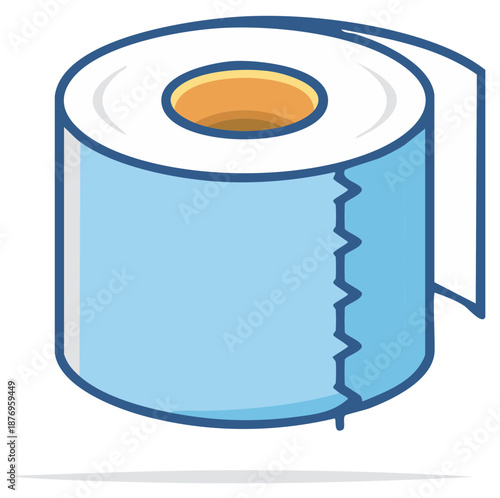 Cartoon Toilet Paper Roll with Blue Paper and Orange Core