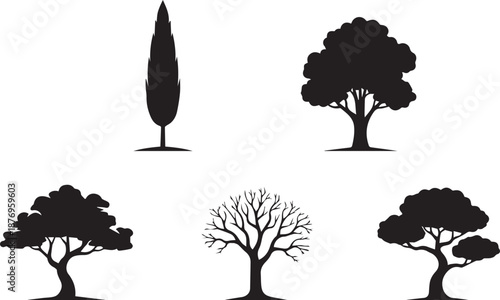 Black Tree Silhouette Collection for Landscape and Nature Design