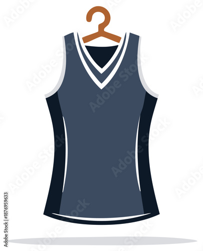 Sleeveless Sport Shirt on Hanger, Simple Vector Illustration