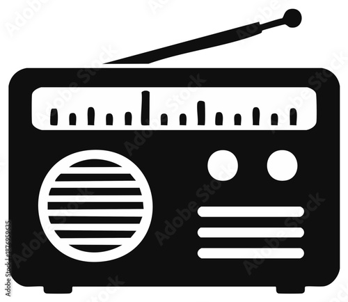 Vintage Radio Icon with Antenna and Tuning Dial