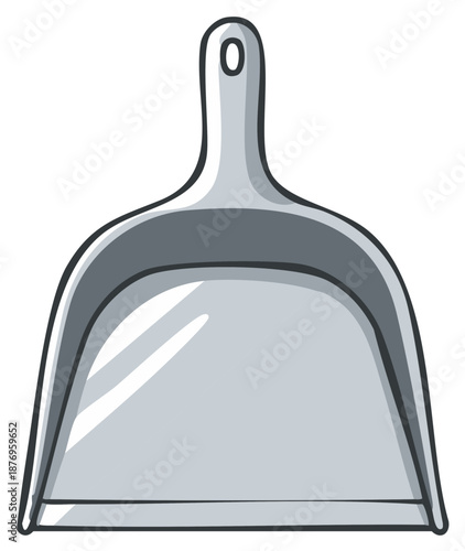 Simple grey dustpan illustration for household cleaning chores and sweeping up dust