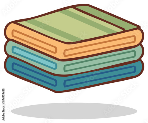 Stack of folded colorful towels and blankets in a simple flat design