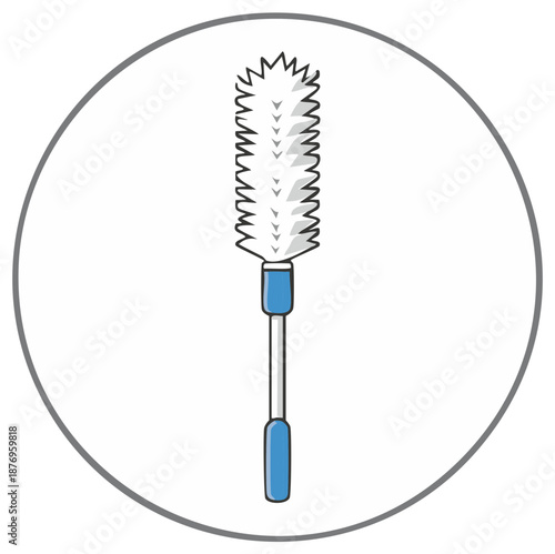 Cartoon Style Feather Duster Illustration with Blue Handle for Dusting Purposes