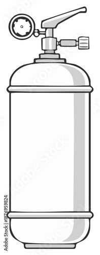 Compressed gas cylinder with pressure gauge and valve illustration