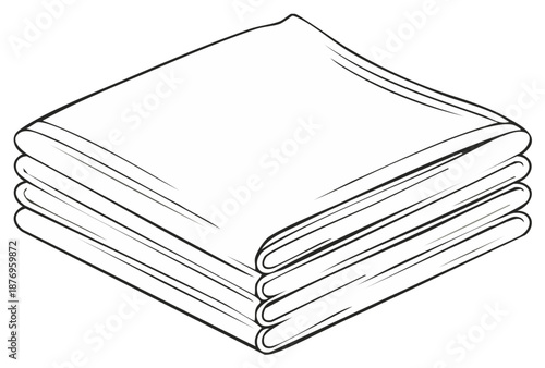 Stack of Folded Fabric or Paper, Clean Line Art Style for Templates and Layouts
