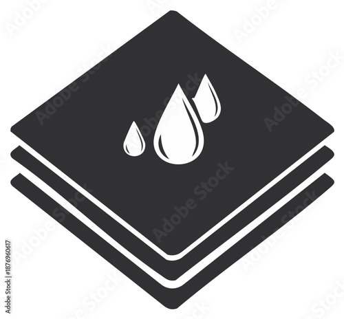 Icon of waterproof and absorbent multi-layer material with water drops