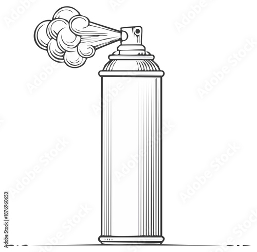 Vintage Style Aerosol Can Spraying Vapor Illustration Sketch Art