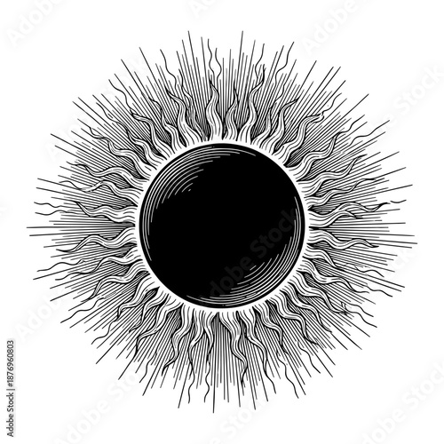Sunburst engraving in black and white