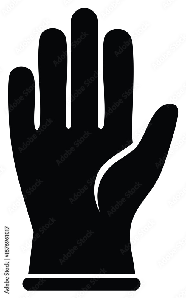 Fototapeta premium Black glove icon showing five open fingers and thumb