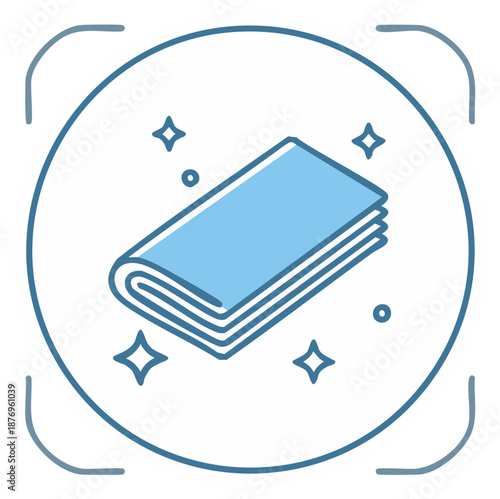 Sparkling clean folded laundry icon with fresh towels or textiles simple line art vector