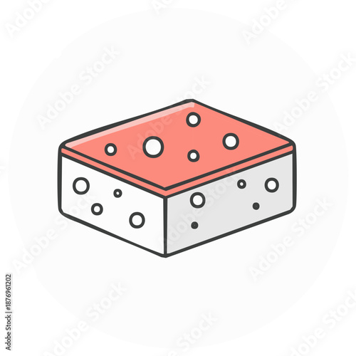 Iconic vector illustration of a cheese block with holes in a modern minimalistic design.