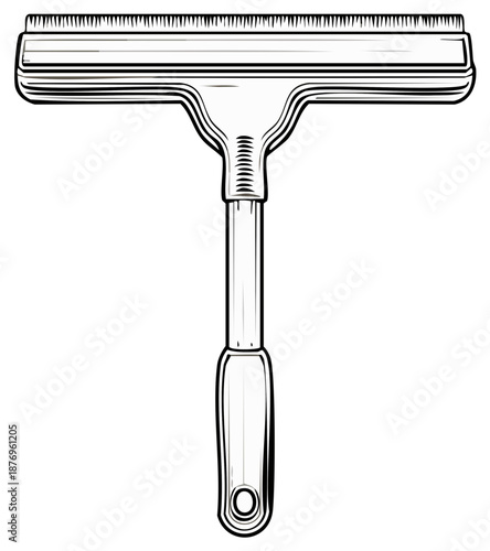 Black and white line art illustration of a window cleaning squeegee tool
