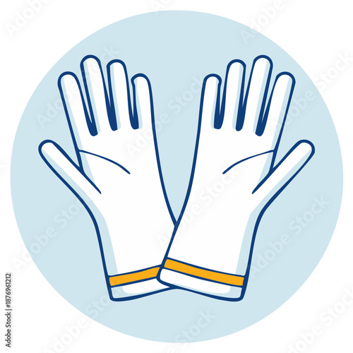 White protective gloves illustration for safety and cleaning hygiene