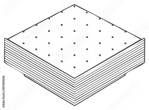 Line art illustration of stacked square crackers with perforations food snack concept