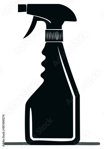 Spray bottle icon. Cleaning fluid bottle graphic illustration. Simple, black vector clip art.