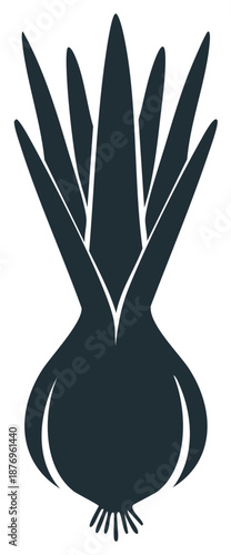 Simple Onion Silhouette, Vegetable Illustration, Food Ingredient, Kitchen Garden Plant