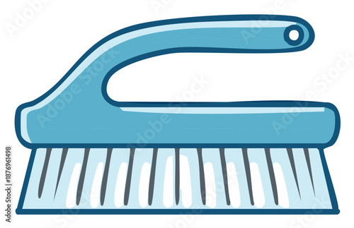 Blue cartoon scrub brush for household cleaning chores and laundry tasks