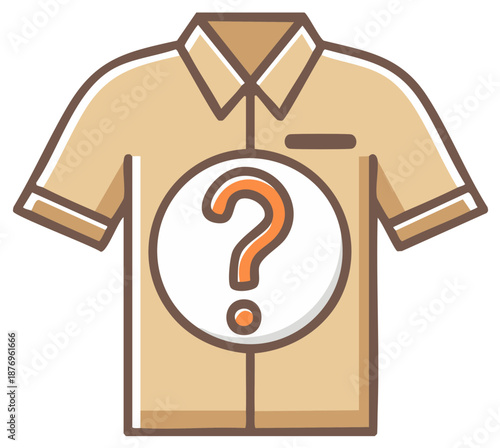 Cartoon short sleeve shirt with orange question mark in white circle graphic