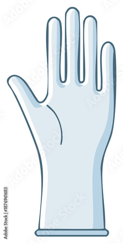 Illustration of a white medical glove, showing the hand in an open position.