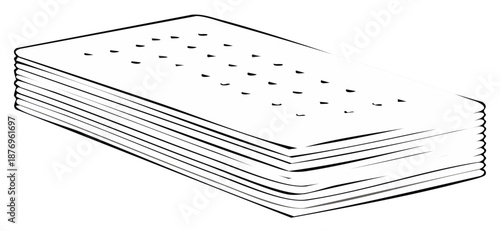 Crackers Pile Line Art Delicious Snack Rectangular Cookies Illustration