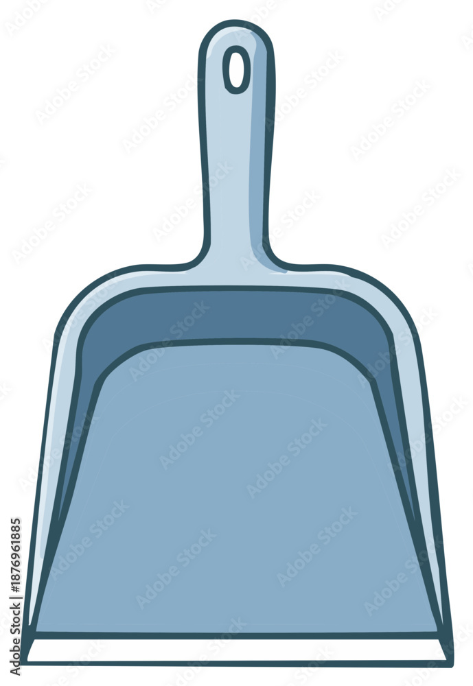 Fototapeta premium Illustration of a blue and gray cartoon dustpan for cleaning