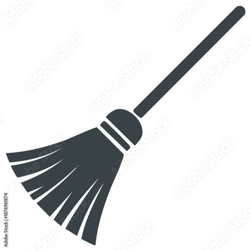 Dark Gray Broom Illustration for Cleaning and Sweeping Purposes, Housekeeping Tool