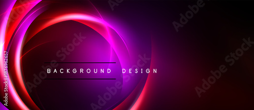 Abstract background features vibrant pink, purple hues. Circular layers create dynamic visual effect. Text reads background design.