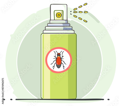Pesticide Spray Dispensing Insecticide Vector Illustration Bug Control Cartoon Concept
