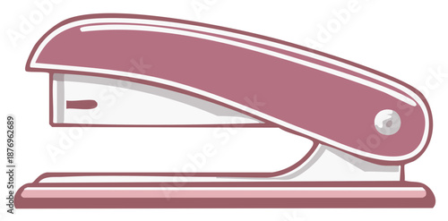Isolated pink desktop stapler for office and school supplies in flat vector style