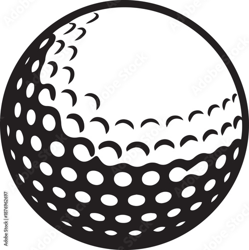 Golf ball icon. Black and white golf ball icon isolated on white. one line Art icon drawing vector