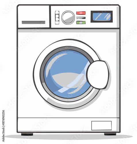 Front Loading Washing Machine Illustration for Laundry Day Convenience