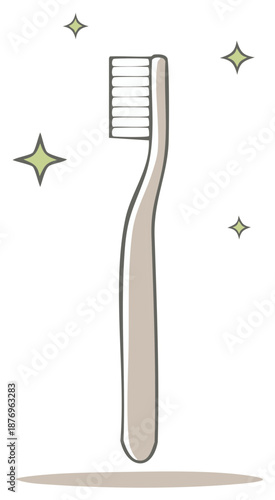 Simple illustration of a sparkling clean toothbrush for dental and oral hygiene