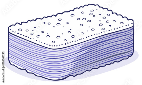 Stack of Absorbent Sponges for Cleaning and Washing in Simple Flat Vector Illustration