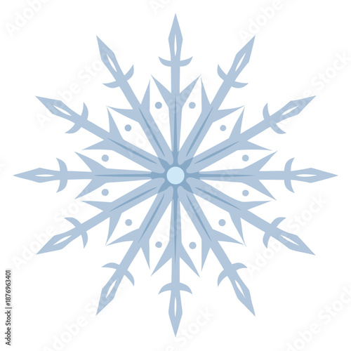 Light Blue Stylized Snowflake Illustration on White winter