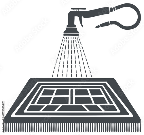 Cleaning oriental rug with water spray nozzle carpet washing surface treatment with wet system